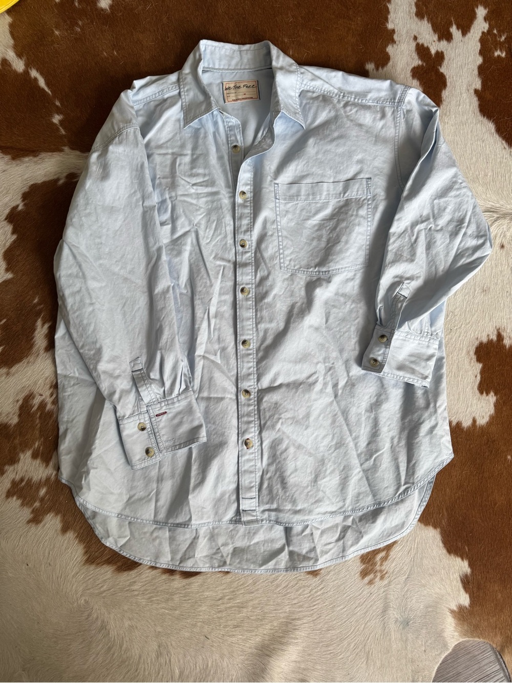 We The Free Light Blue Casual Button-Down Shirt